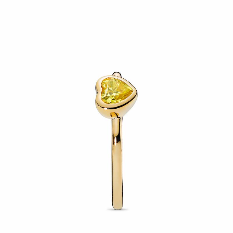 Pandora Shine™ Radiant Heart Promise Ring - 18ct Gold Plated/Yellow/Cubic Zirconia - Canada | GU3433